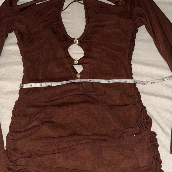 SHEIN Chocolate Long Sleeve Dress - Picture 6 of 10